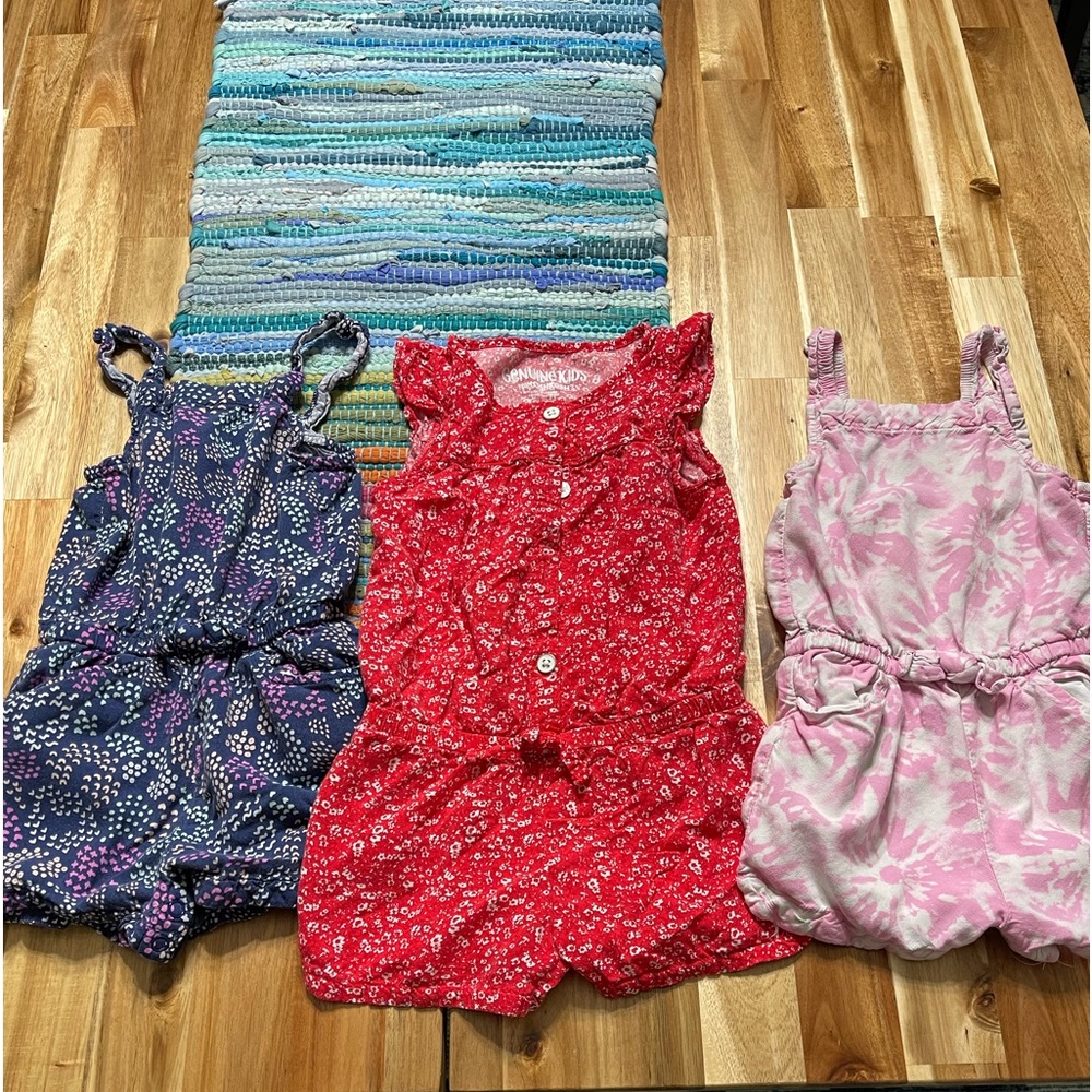 ***  SOLD *** Cat and jack rompers girls toddler 3T